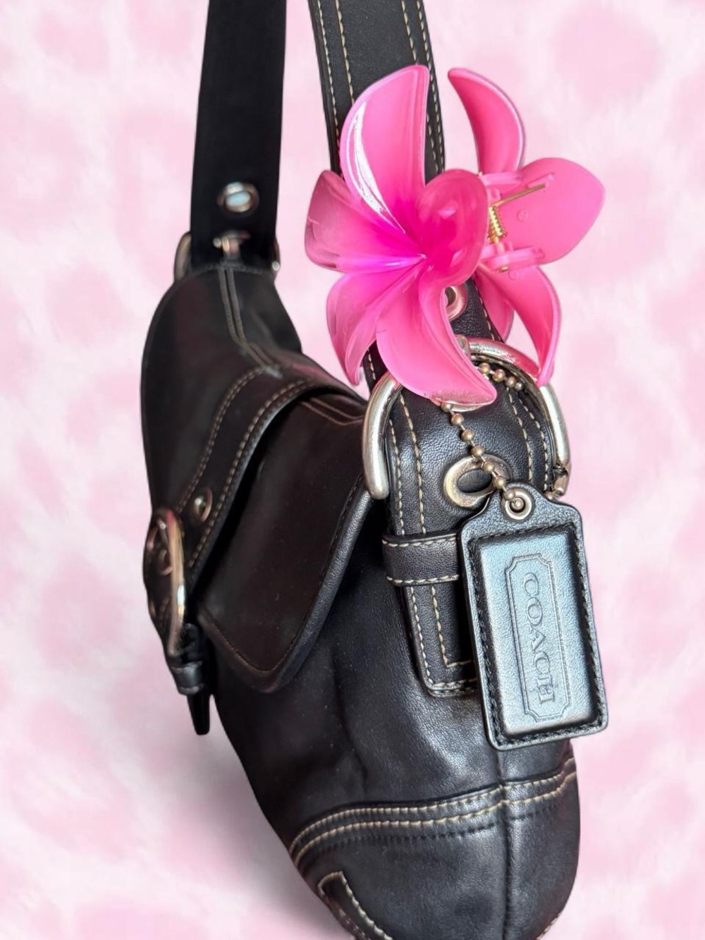 Vintage Coach Soho Black Leather Shoulder Bag #10192 - Gem